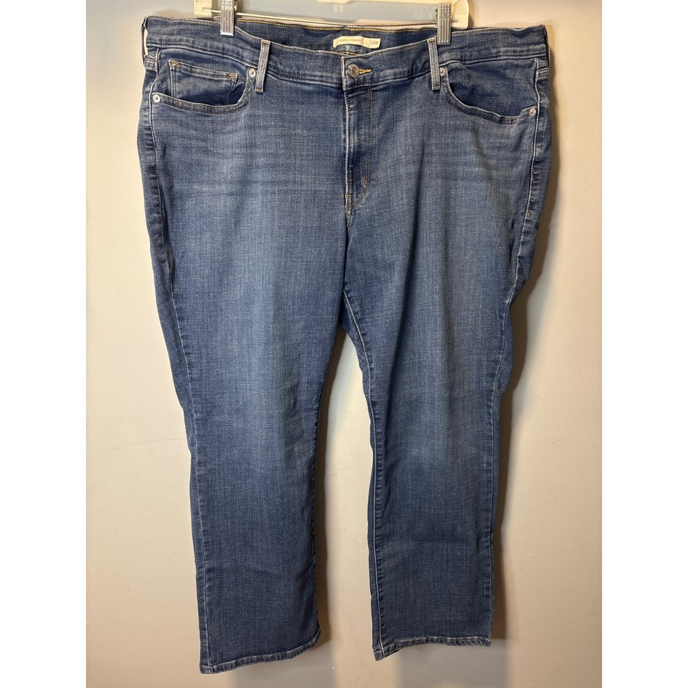Levis Classic Straight Leg Jeans‎ Womens 24W Short Medium Wash Blue Denim
